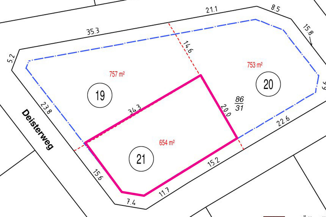 Lageplan von Bauplatz 21