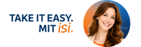 Avatar iSi; Schriftzug „Take it easy. Mit iSi.“