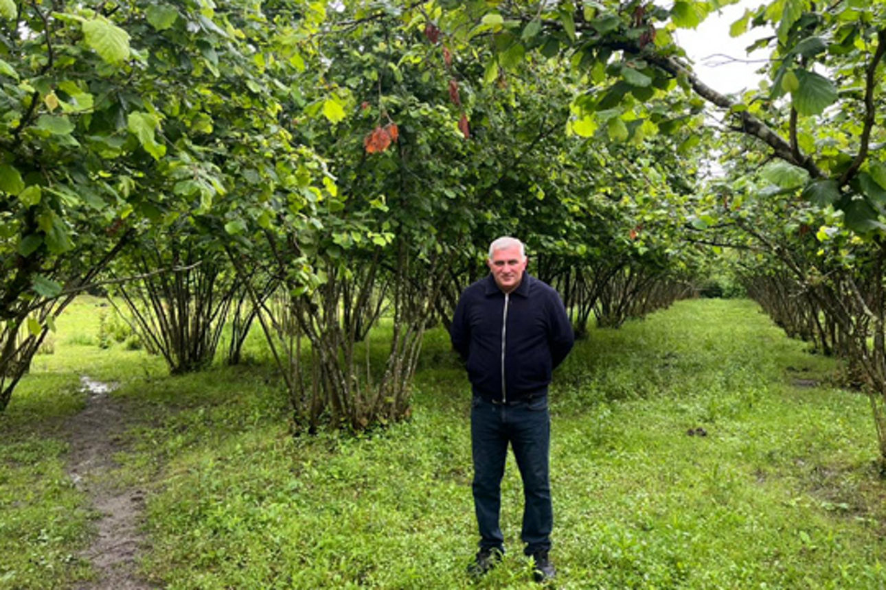 Landwirt Albert Pertia auf seinem Grundstück in Georgien