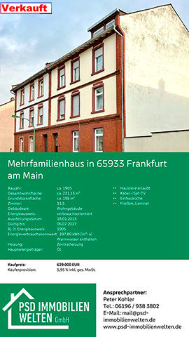 Bild von dem Haus aus Frankfurt das bereits vermittlet wurde