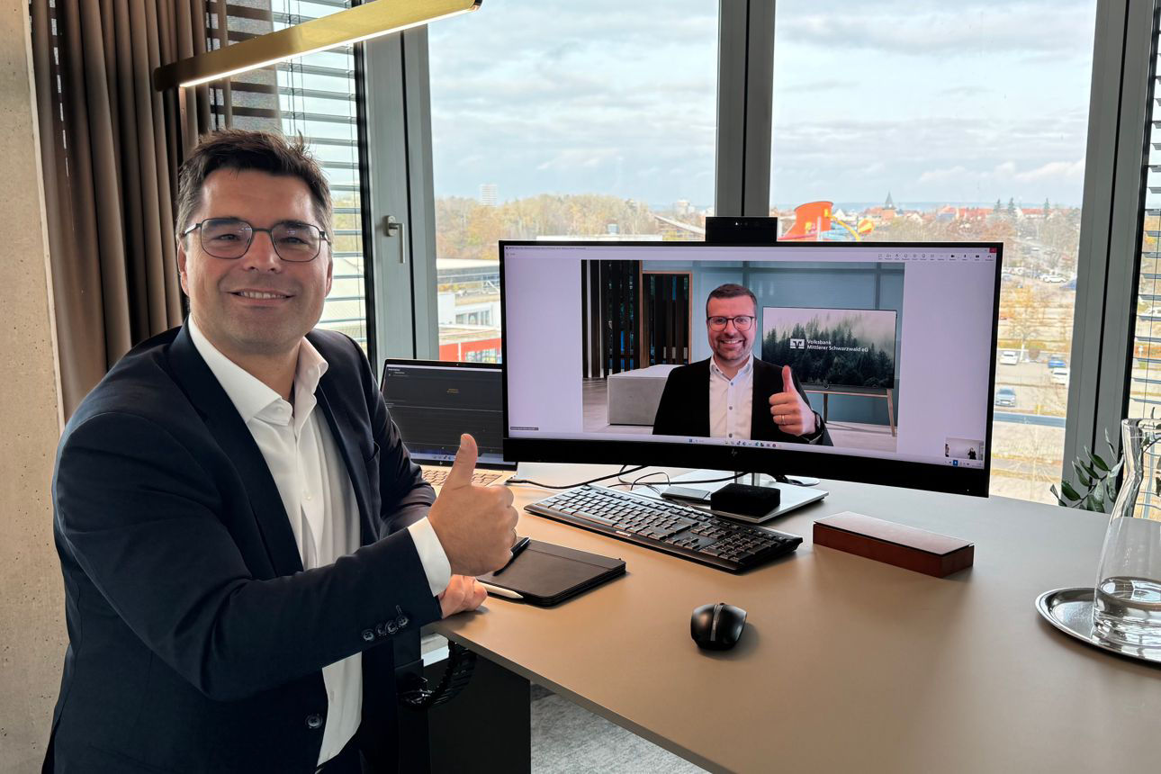 Andreas Streb im Online-Austausch bzgl. MiCAR Lizenz mit Sebastian Steiner