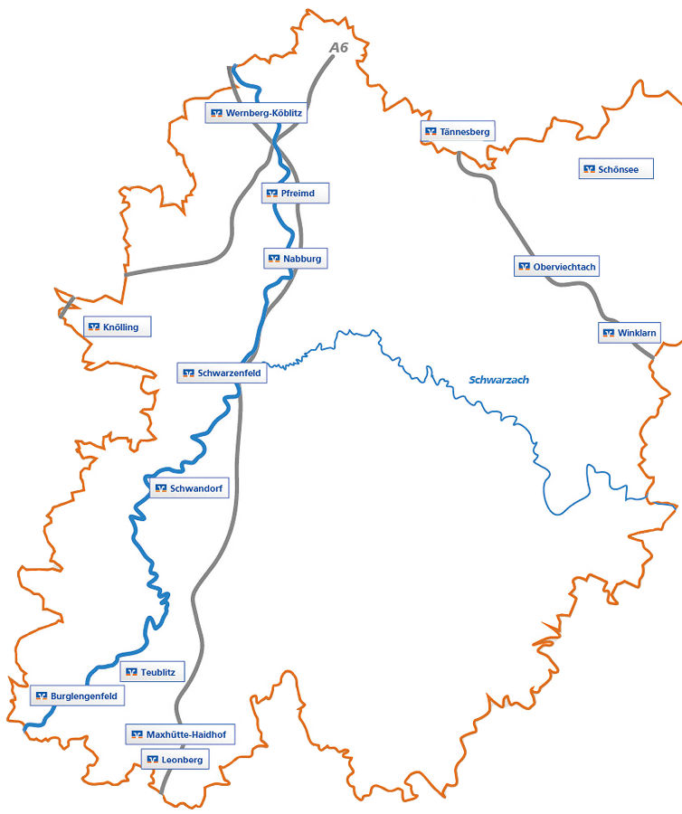 Mio Karte des Regionalgebietes