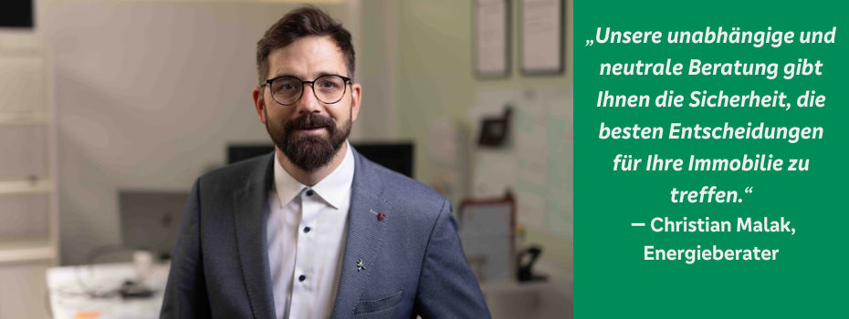 Portrait von Herrn Malak mit einem Zitat von ihm