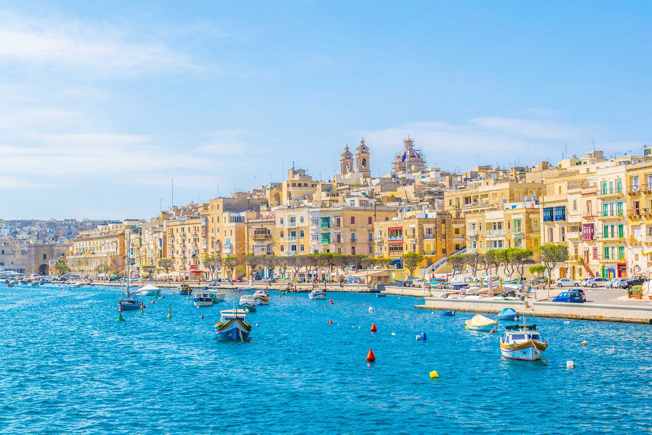 Blick auf die Küstenstadt Senglea auf Malta