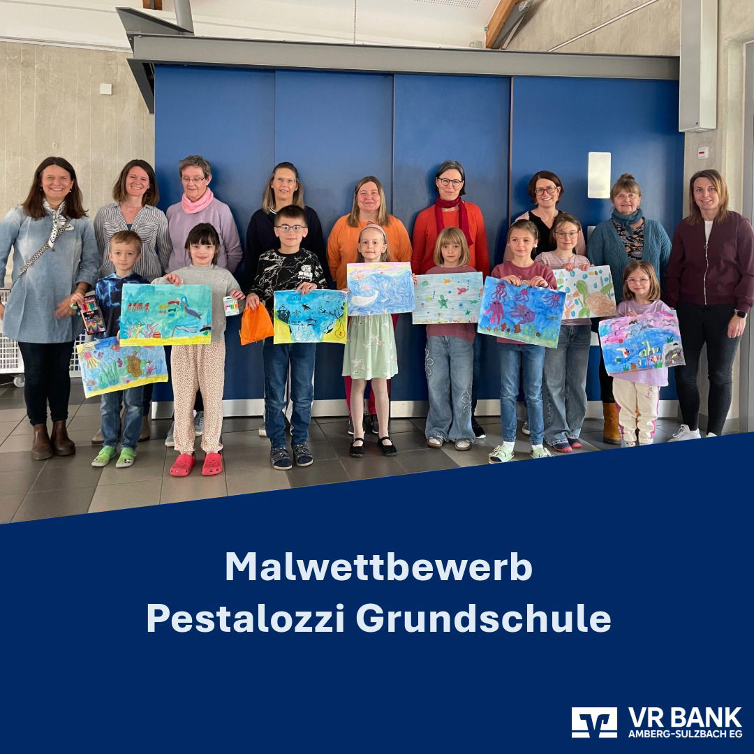 Gruppenbild der Malwettbewerb-TeilnehmerInnen der Pestalozzi Grundschule