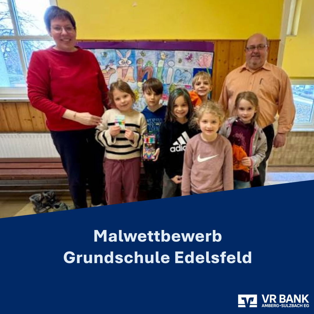 Gruppenbild der Malwettbewerb-TeilnehmerInnen der Grundschule Edelsfeld
