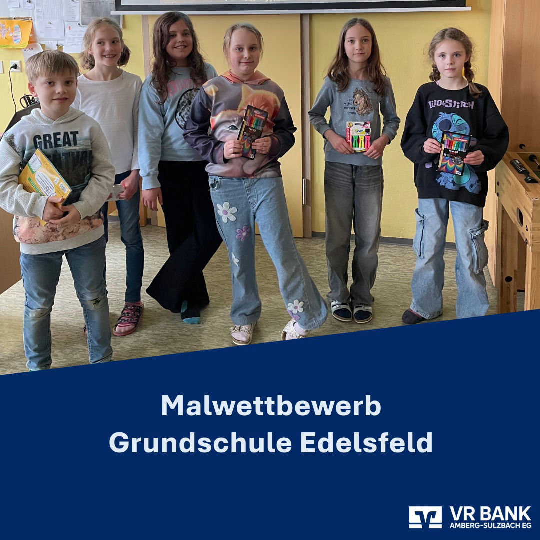 Gruppenbild der Malwettbewerb-TeilnehmerInnen der Grundschule Edelsfeld