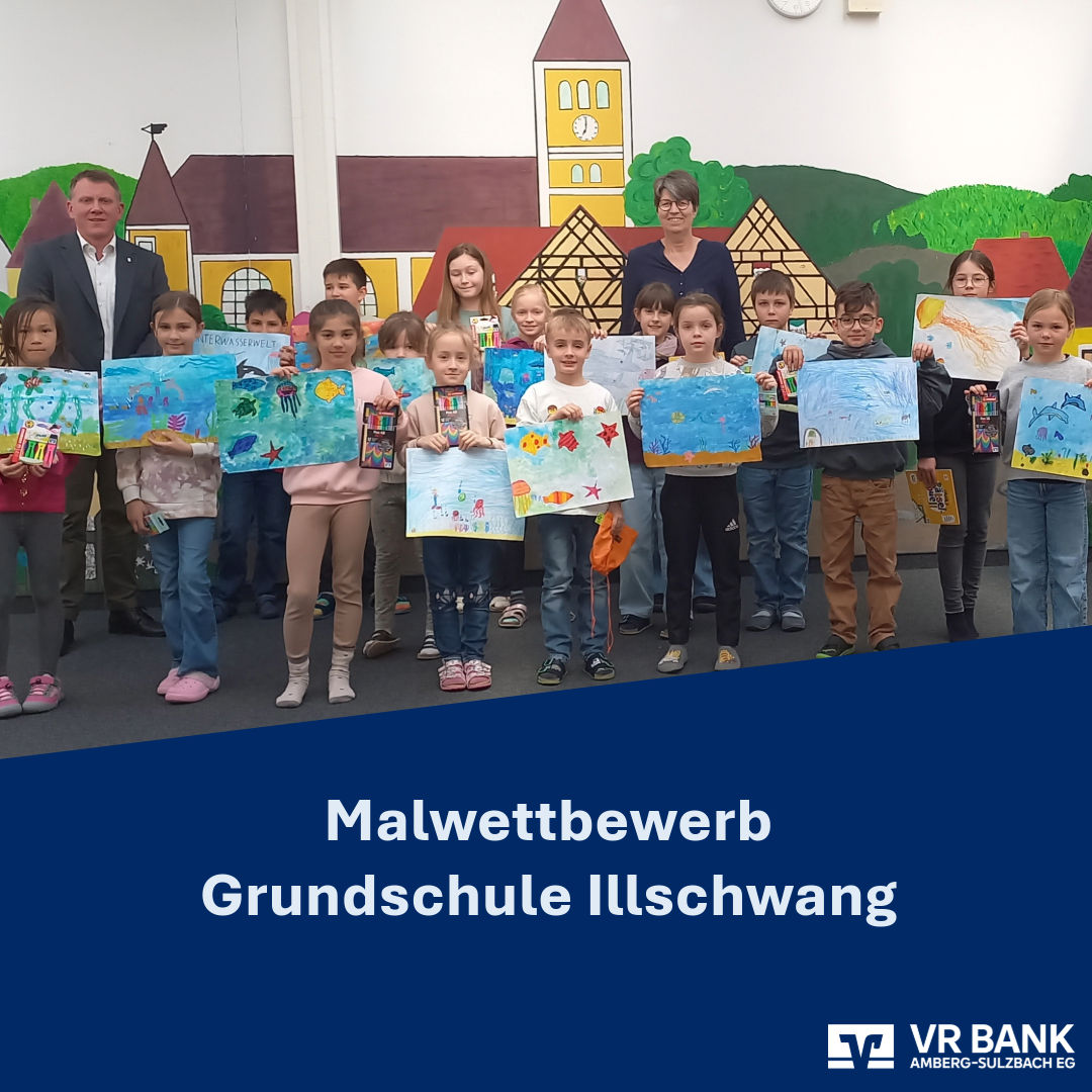 Gruppenbild der Malwettbewerb-TeilnehmerInnen der Grundschule Illschwang