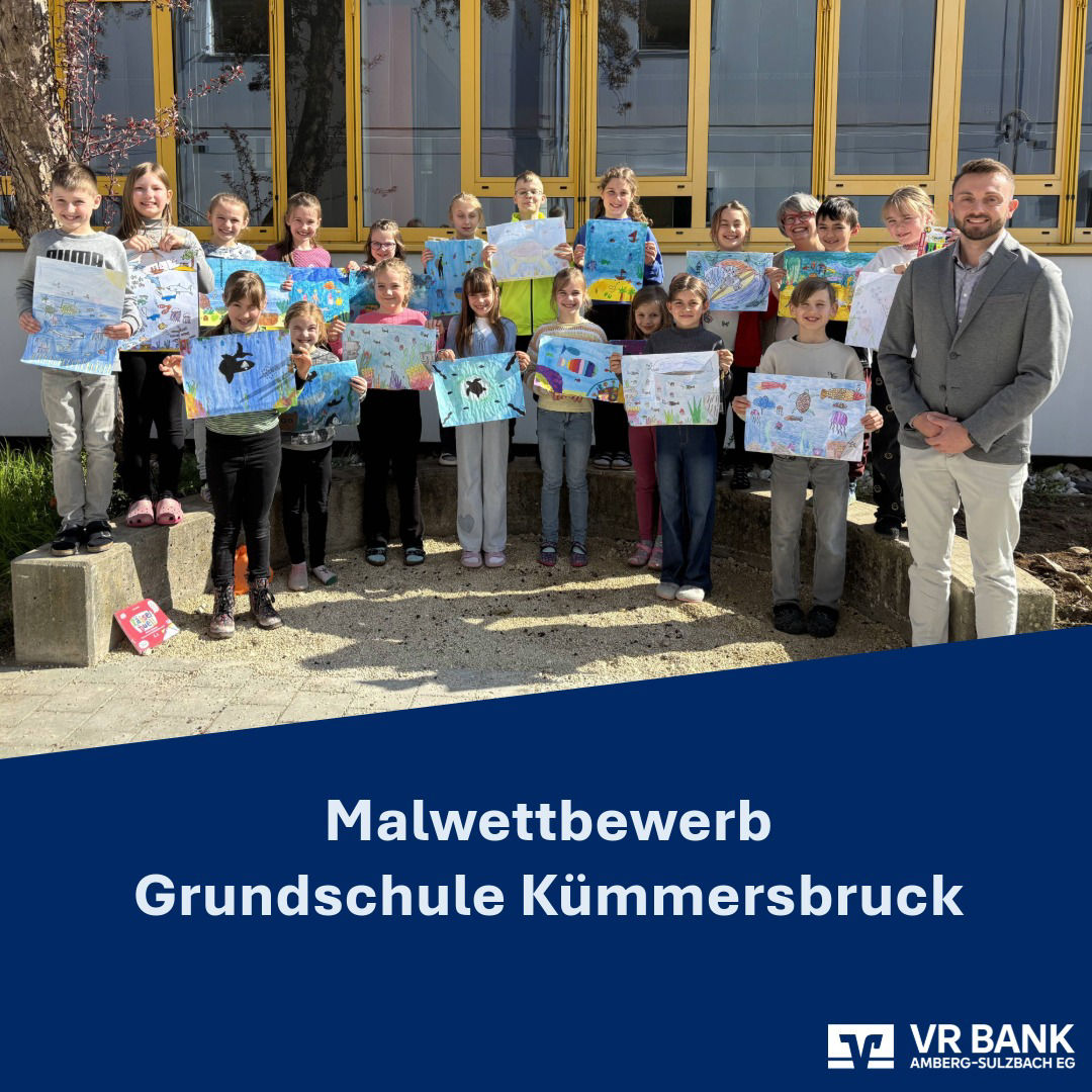 Gruppenbild der Malwettbewerb-TeilnehmerInnen der Grundschule Kümmersbruck