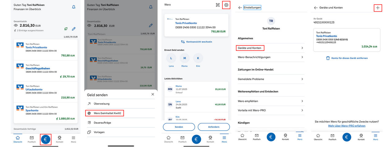 Mehrere Konten bei Wero hinterlegen