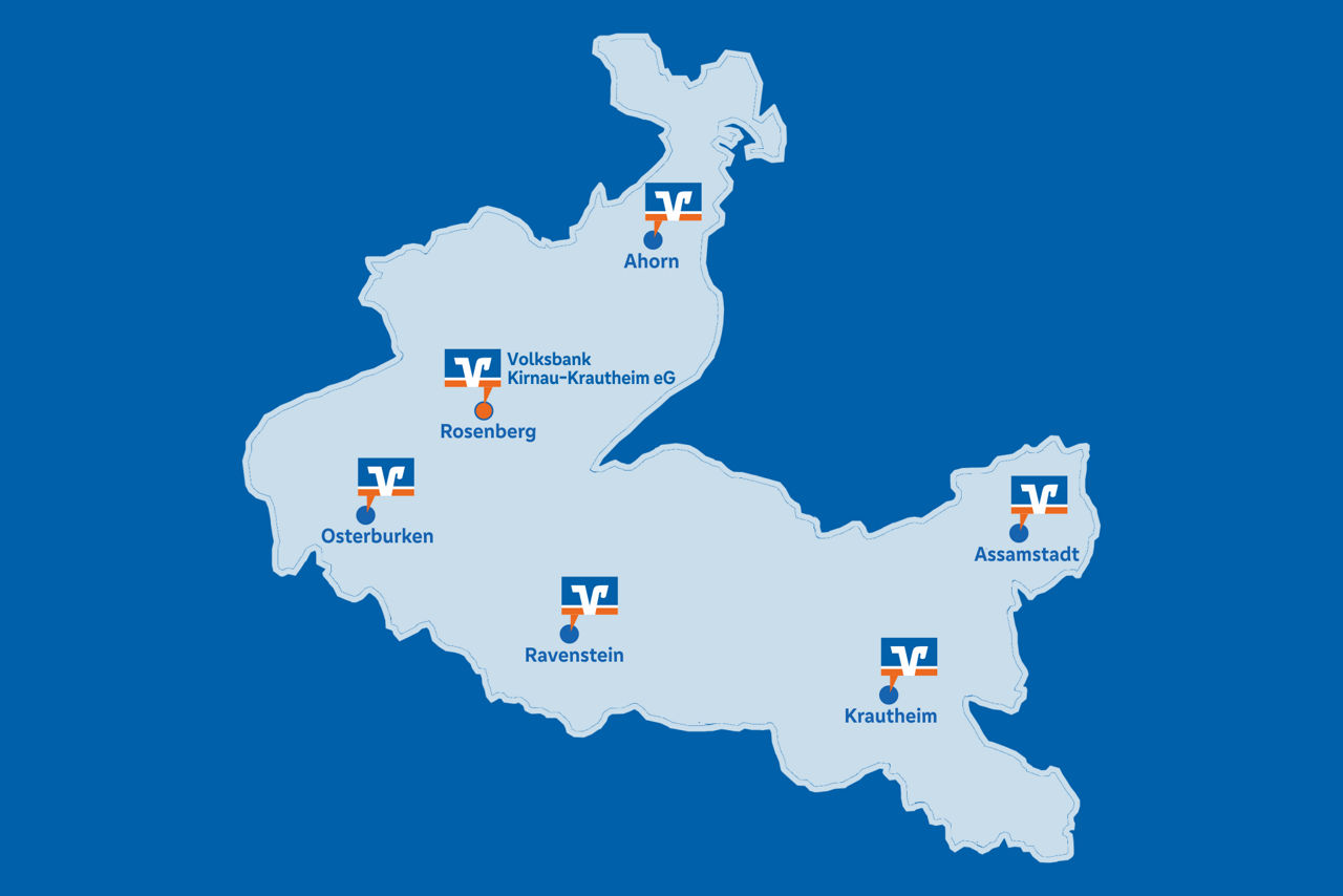 Geschäftsgebiet der Volksbank Kirnau-Krautheim eG