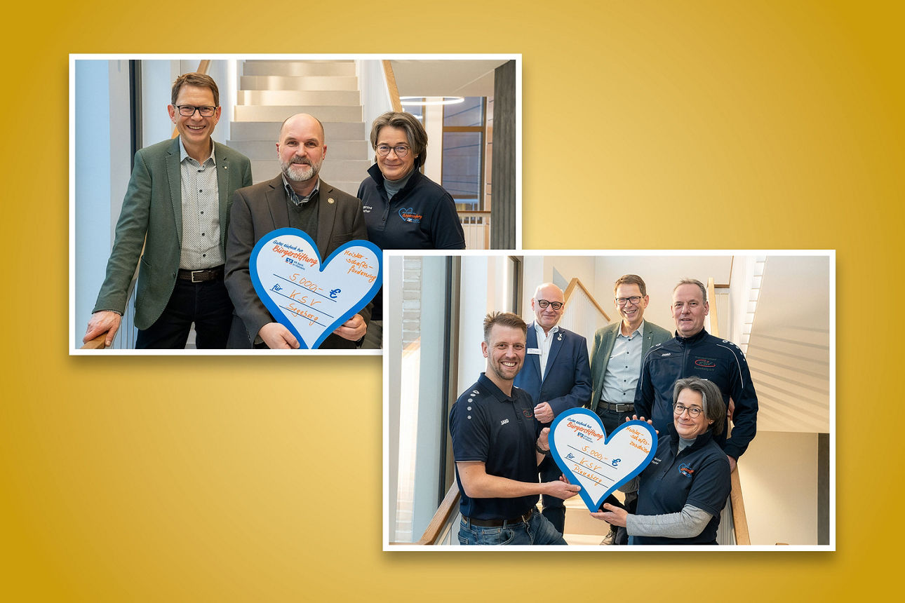 Collage der Übergabe der Spendenherzen