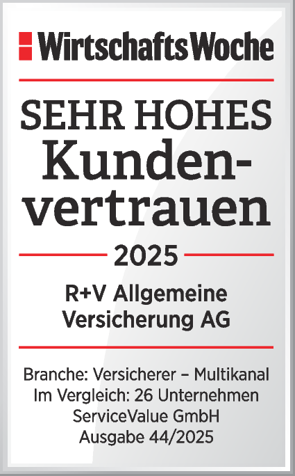 Auszeichnung Wirtschaftswoche für R+V - sehr hohes Kundenvertrauen