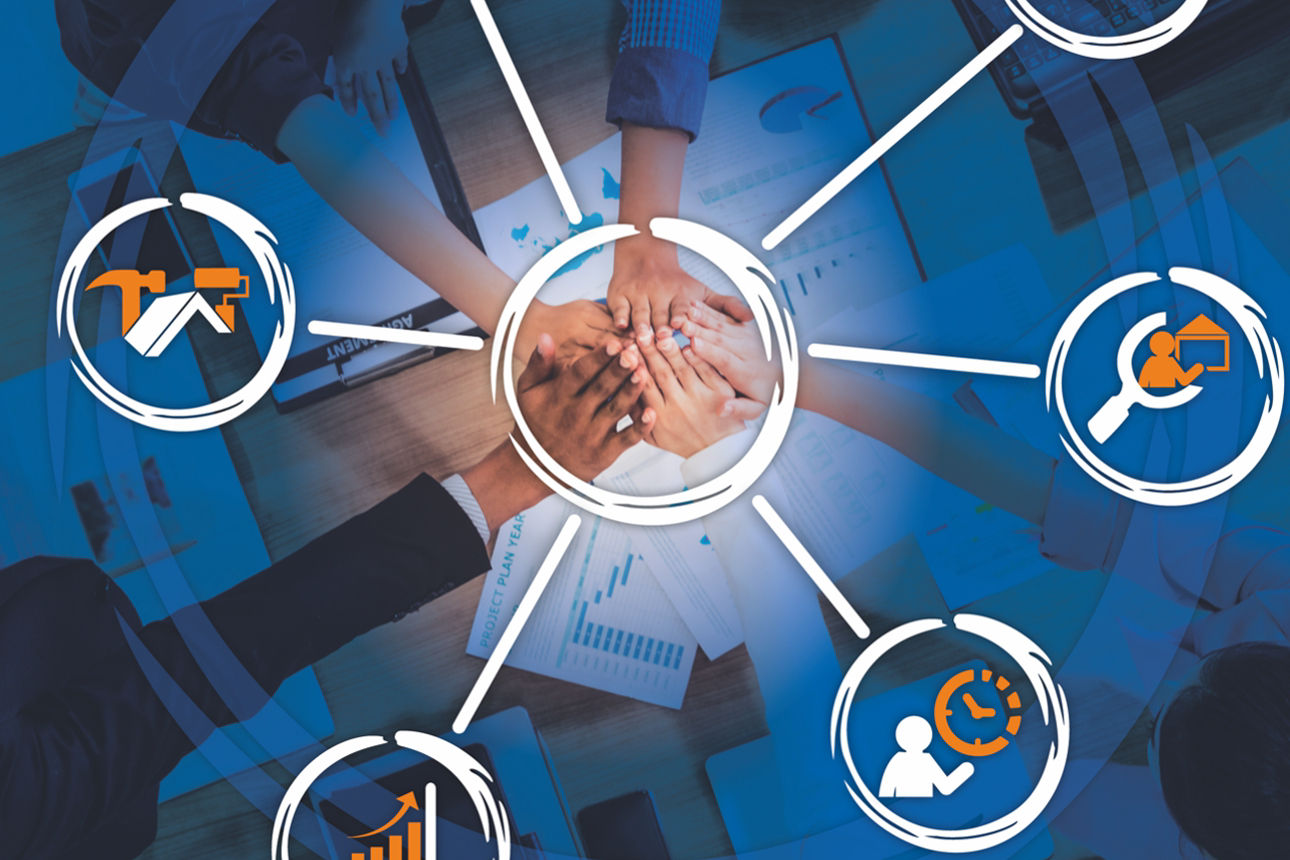 Grafik mit verschiedenen Symbolen rund um Immobilien