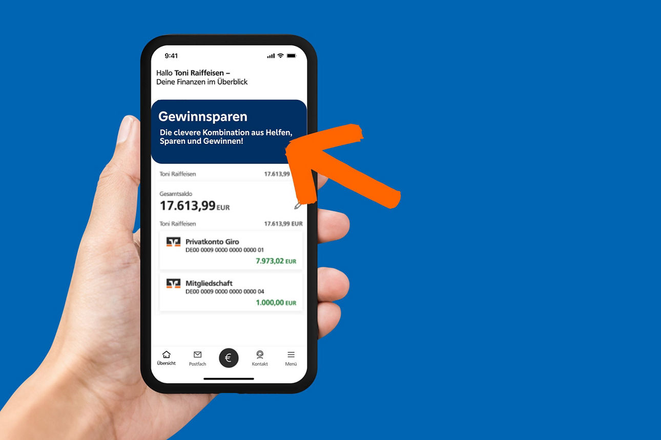 Hand hält Handy mit Banking-App