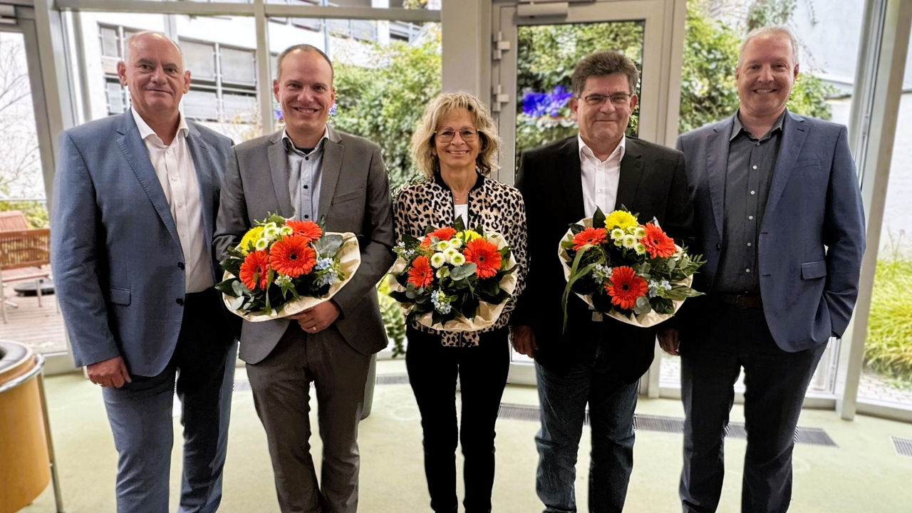 Auf dem Bild von links Reiner Richter, Meic Jülg, Lydia Griesbaum, Bernd Goedtler und Philipp Rösch