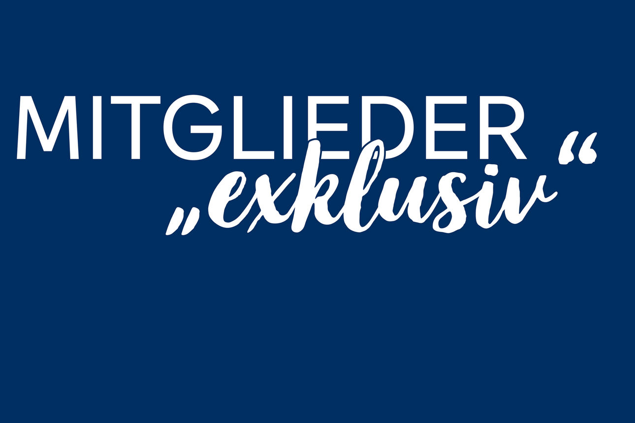 Schriftzug Mitglieder exklusiv auf blauem Hintergrund