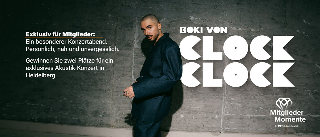 Gewinne einen besonderen Konzertabend mit Boki von CLOCK CLOCK - exklusiv für Mitglieder
