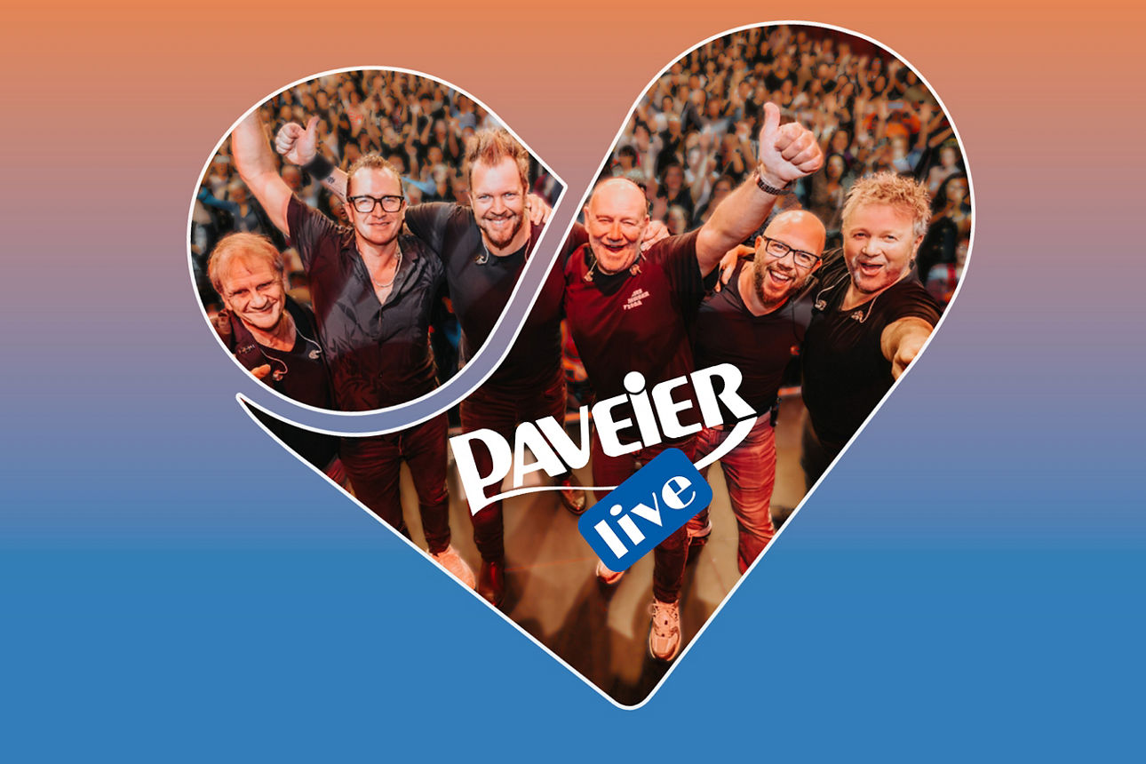 Motiv des Mitgliedertags 2026 mit der Kölschband Paveier vor einem feiernden Publikum