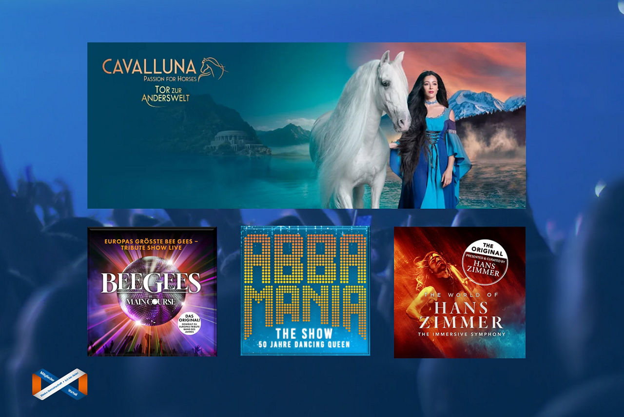 Bild von Pferd mit Frau und Bilder der Konzerte