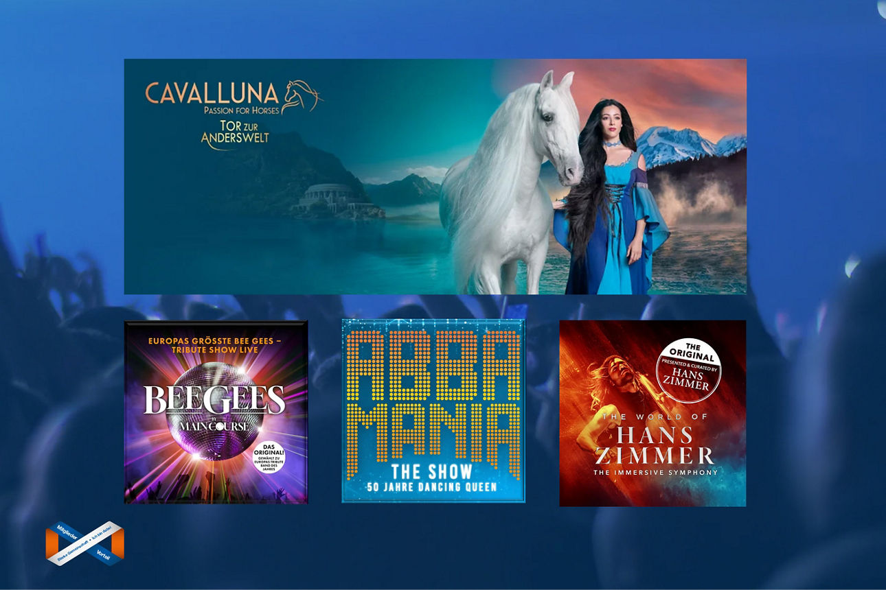 Abbildung der vielen Konzerte, Veranstaltungen und Events, mit tollen Rabatten.