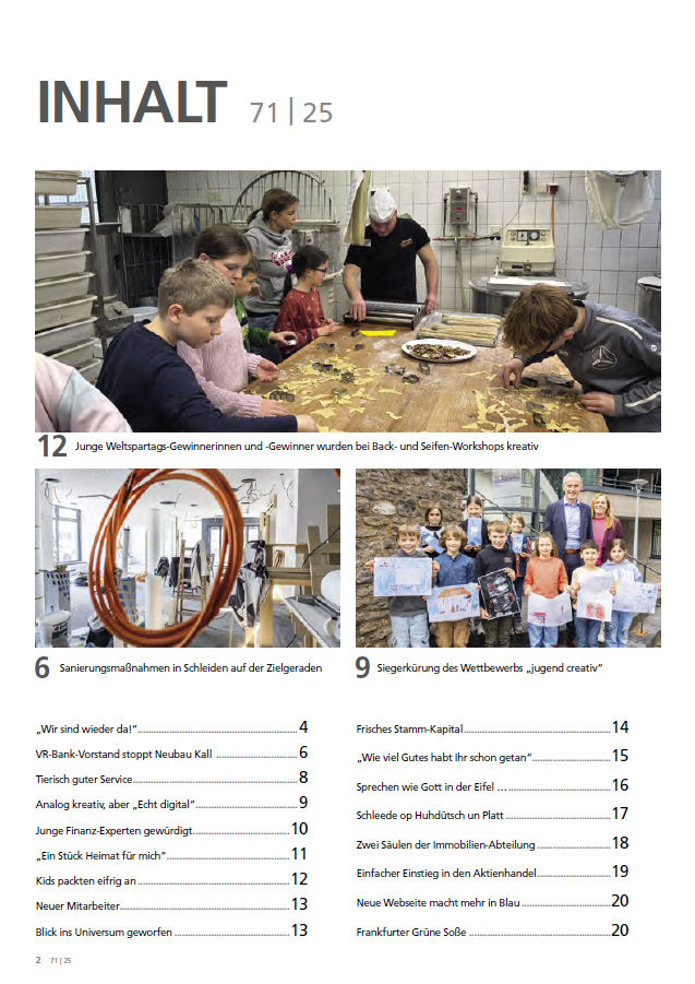 Mitgliederzeitung Mai 2025 Inhaltsverzeichnis