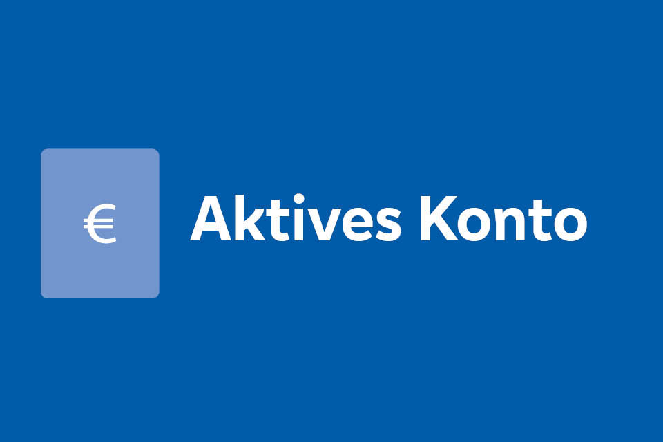 Blauer Hintergrund mit Schriftzug - Aktives Konto