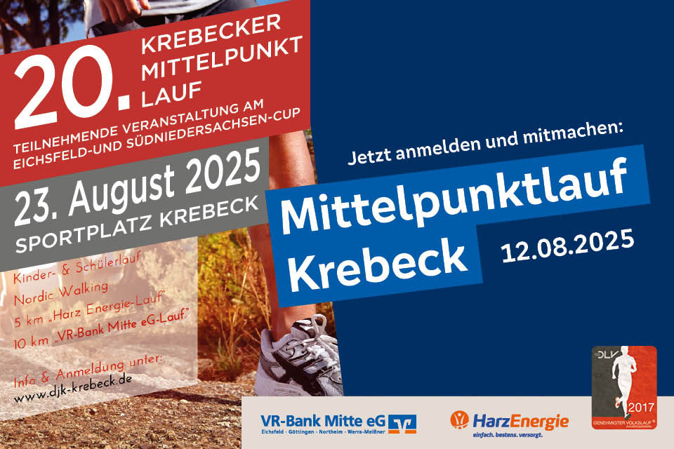 Plakat vom Mittelpunktlauf Krebeck