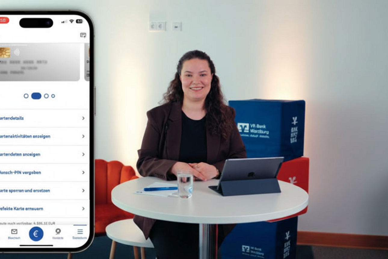 Servicespezialistin Marie erkärt eine VR-BankingApp Funktion