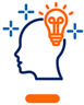 Grafik Kopf mit Glühbirne
