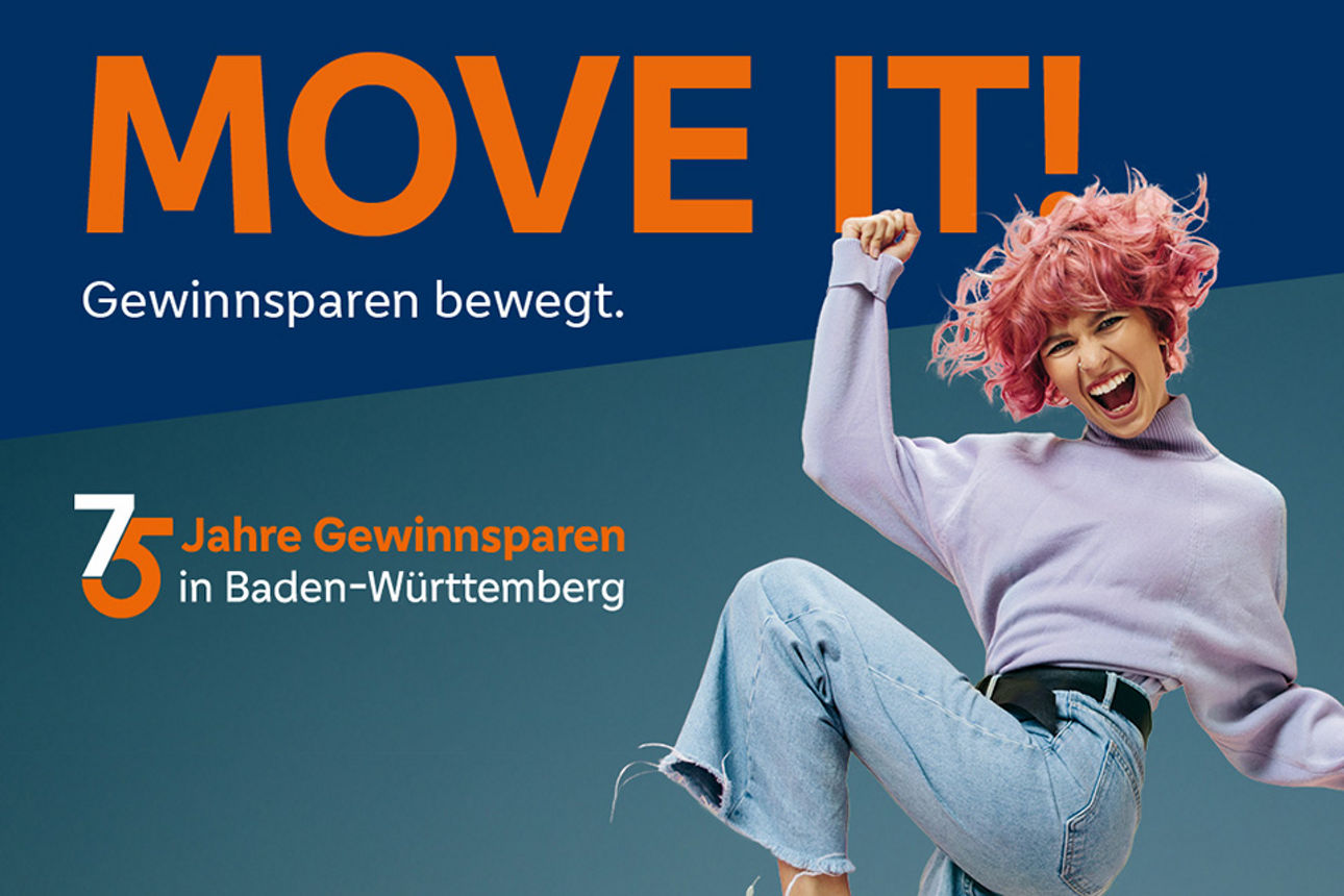 75 Jahre Gewinnsparen mit Slogan MOVE IT