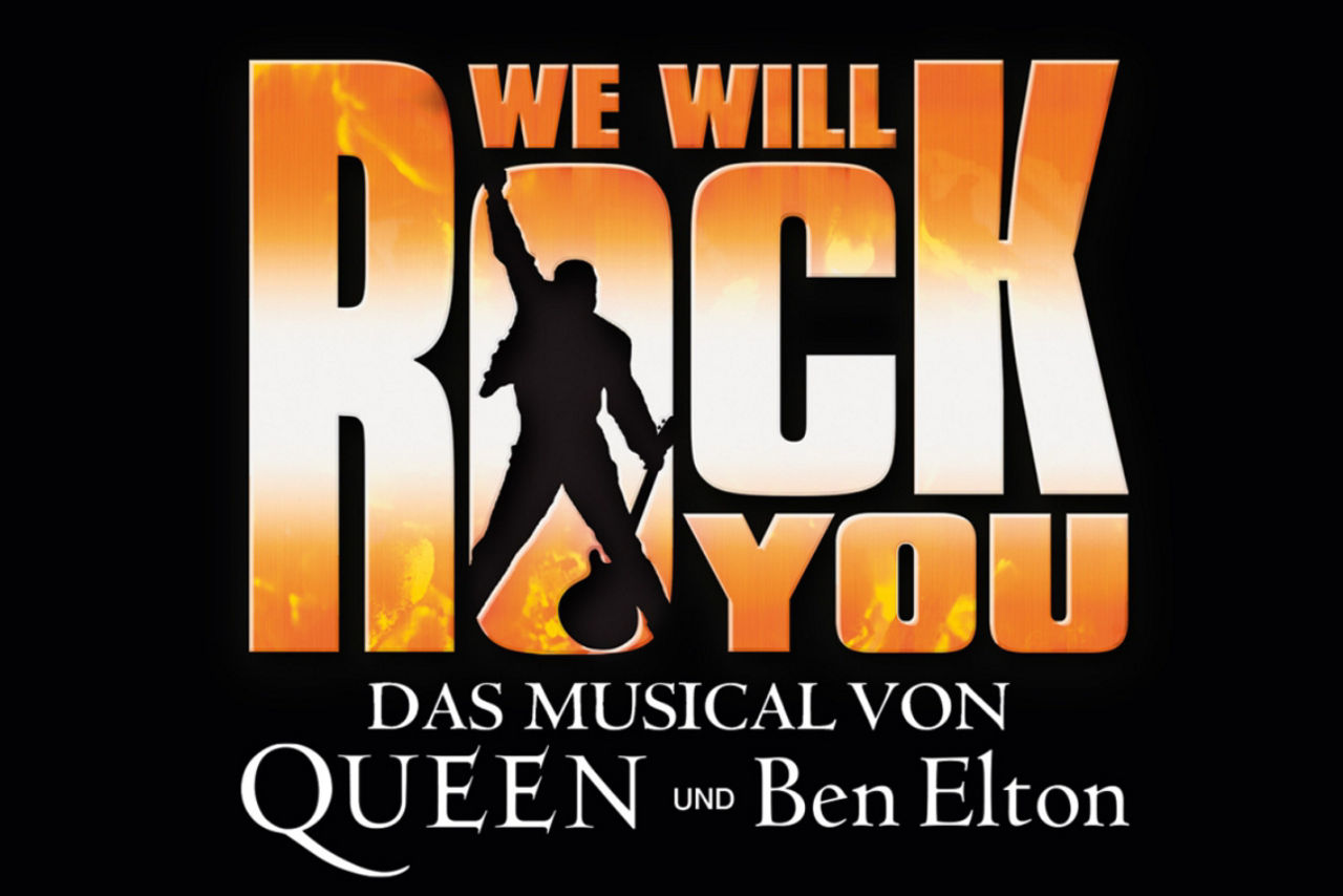 Schriftzug WE WILL ROCK YOU - offizielles Musical Logo