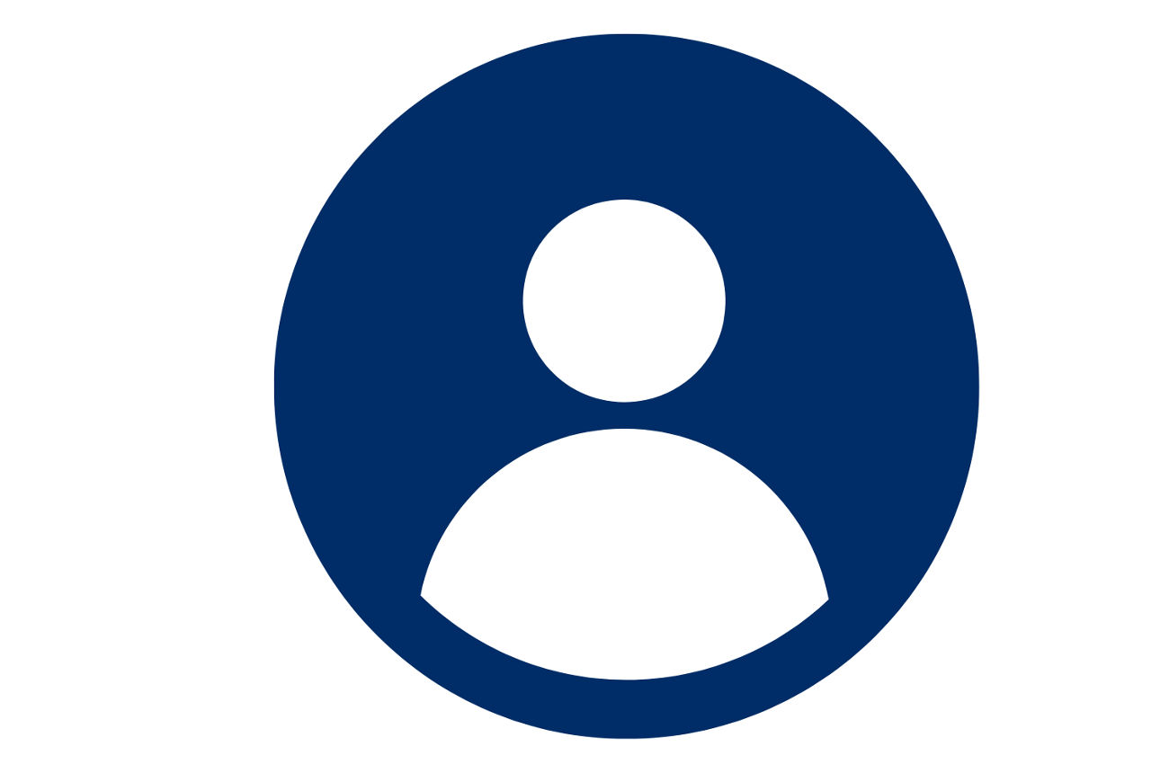 Blaues Kreis-Symbol mit weißer Person.