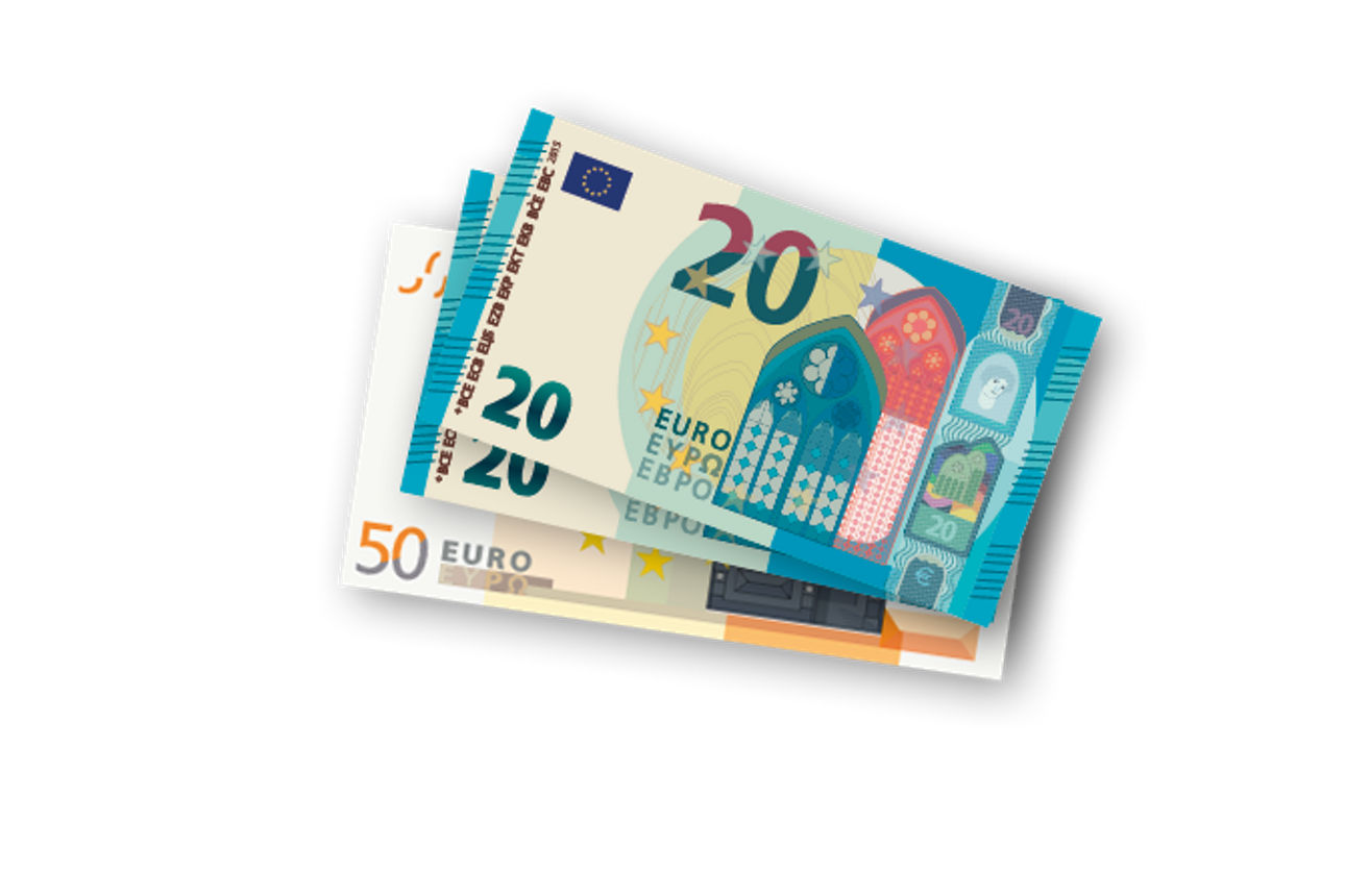 70€ in Geldscheinen