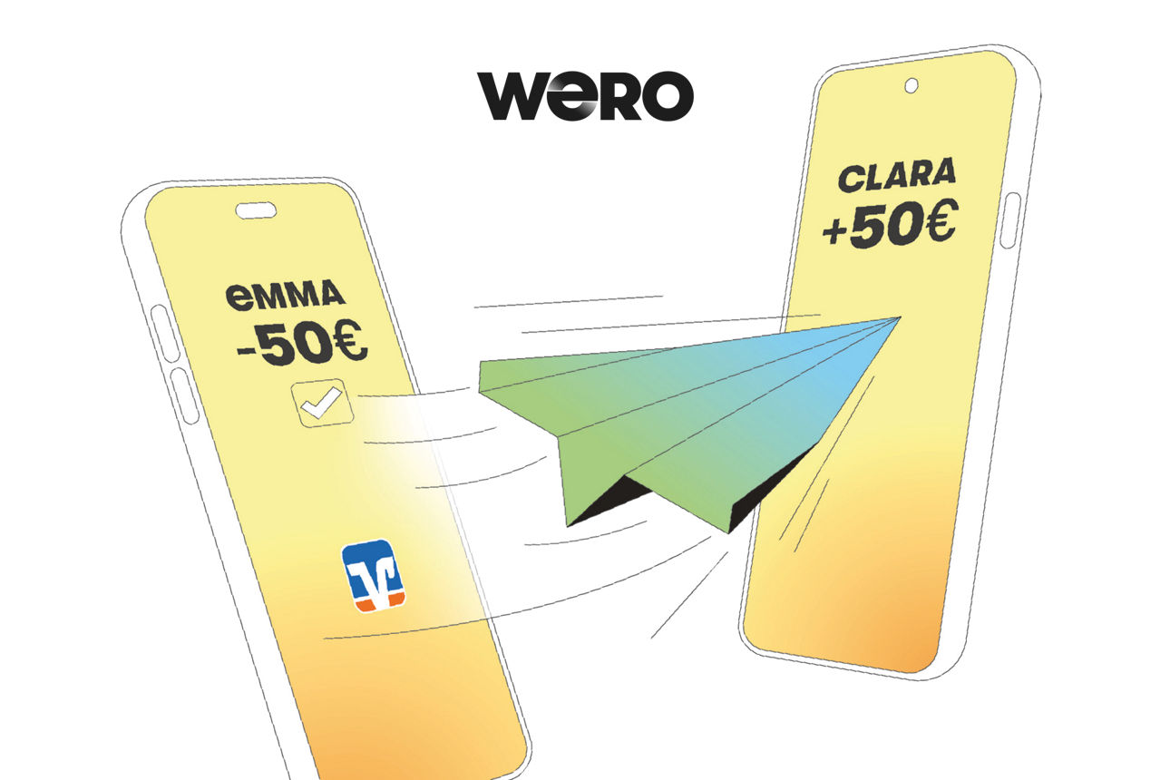 Wero überweist Geld zwischen zwei Handys