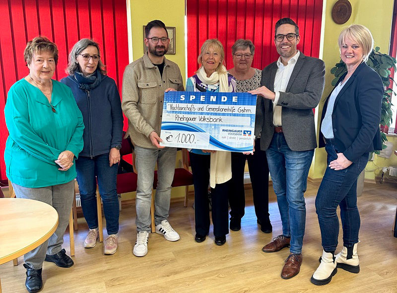 Spende der Rheingauer Volksbank in Höhe von 1.000€ an die "Nachbarschafts- und Generationenhilfe" in Geisenheim