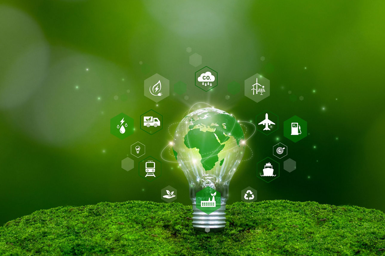 Eine grüne Glühbirne