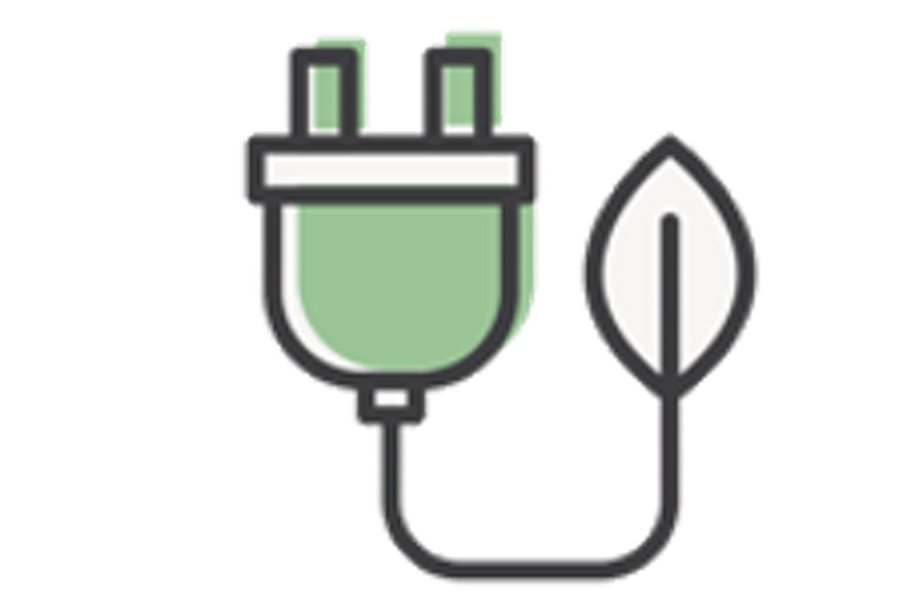 Zeichnung eines grünen Steckers an dessen anderen Ende sich ein Blatt befindet