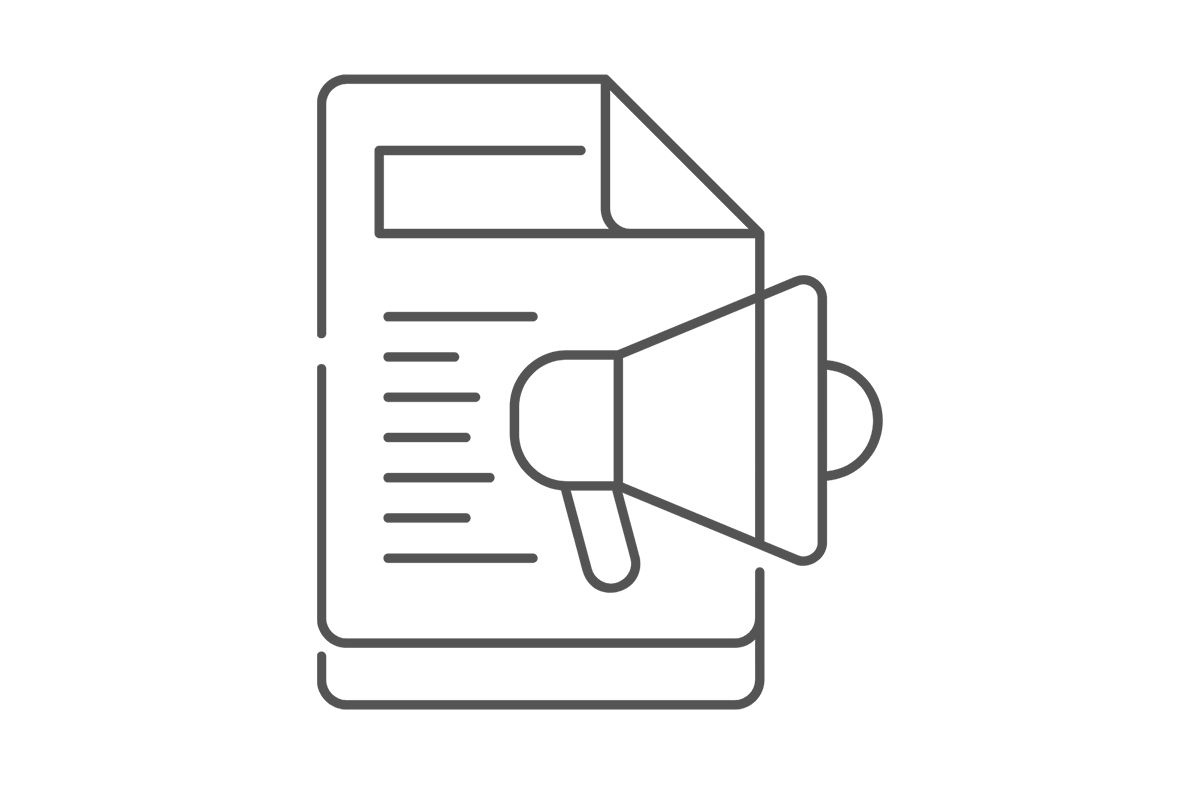 Symbol mit Text und Megafon