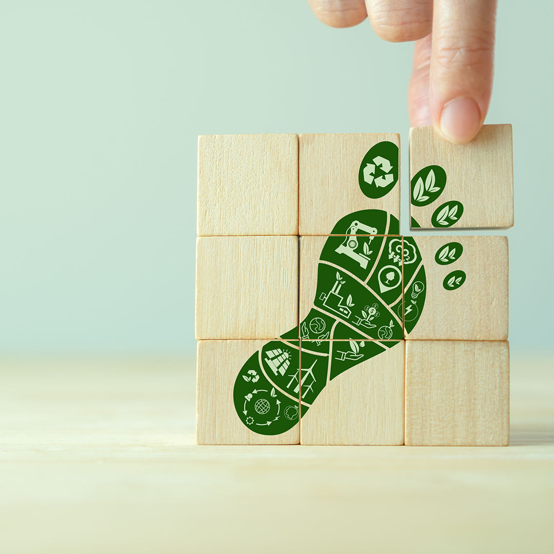 Grüner Fußabdruck Puzzle Holz