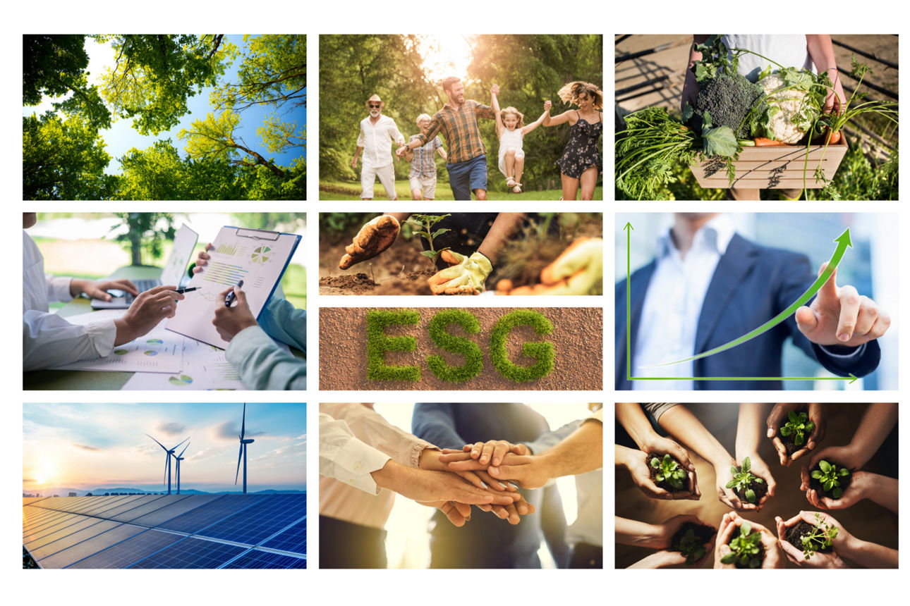 Zusammenschnitt verschiedener Bilder zum Thema ESG