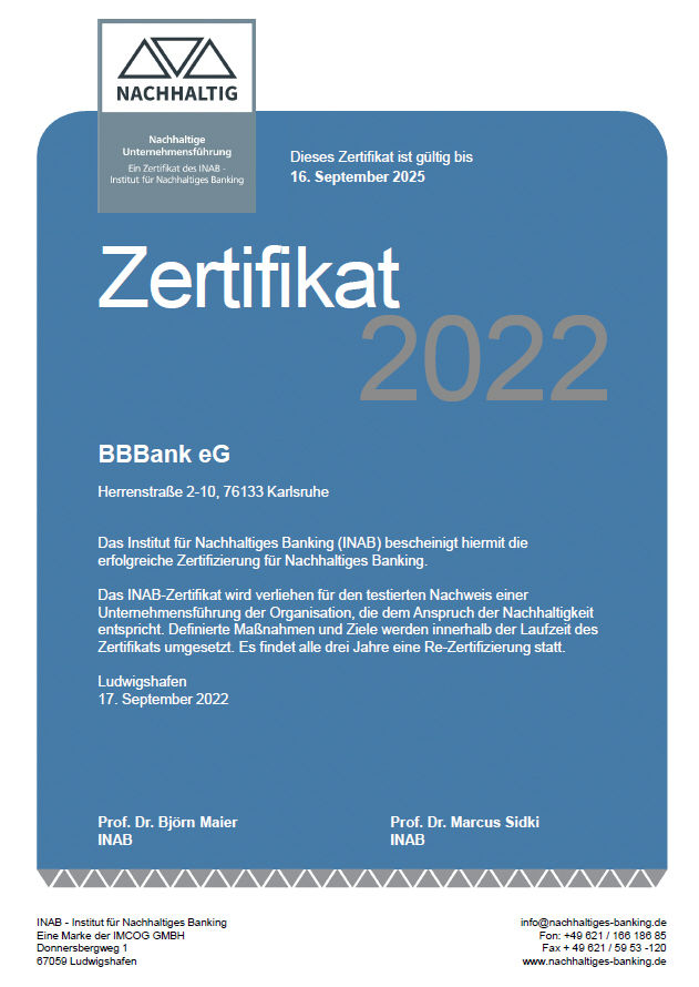Zertifikat Nachhaltiges Banking