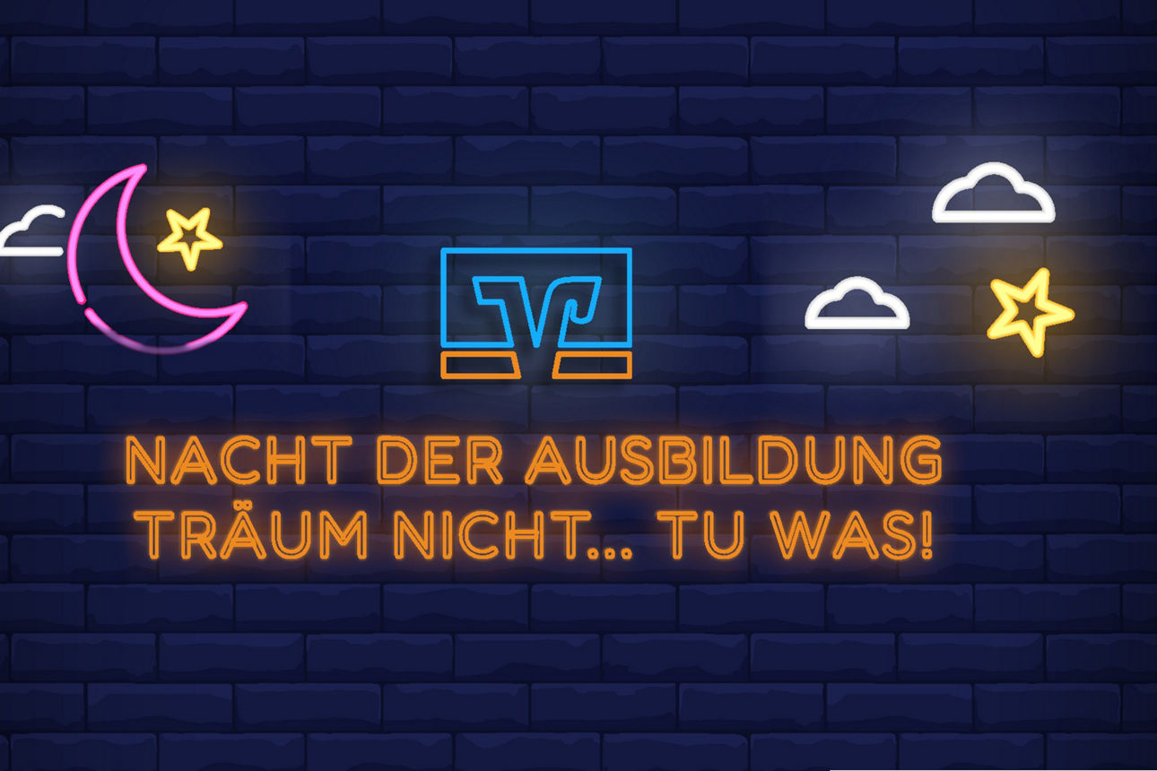 Nacht der Ausbildung "Träum nicht tu was" auf blauem Hintergrund