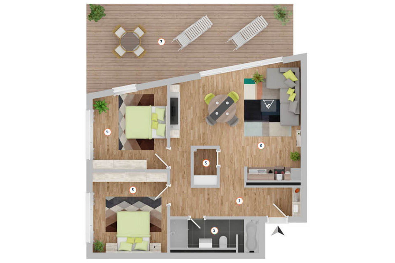 Grundrieß einer Etagenwohnung
