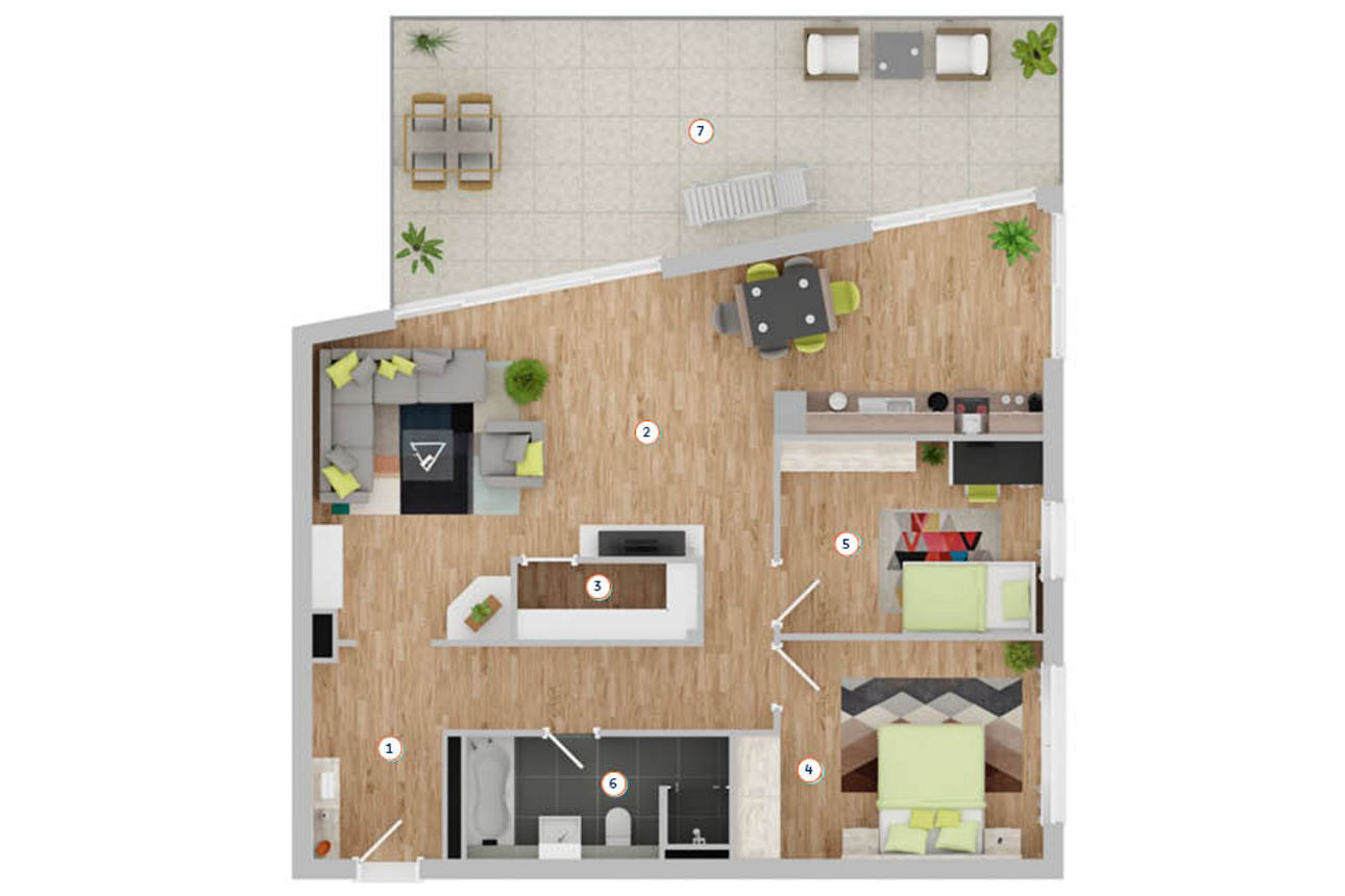 Grundrieß einer Etagenwohnung