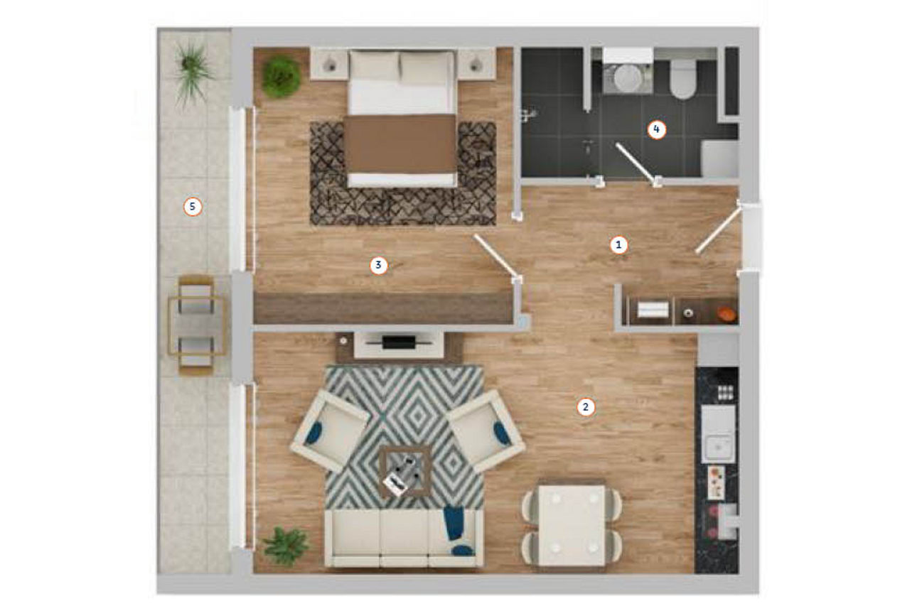 Grundrieß einer Etagenwohnung