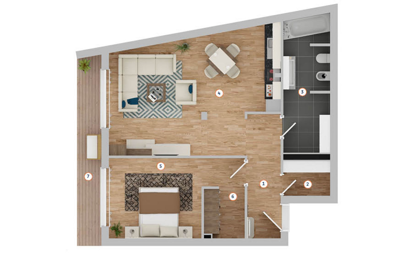 Grundrieß einer Etagenwohnung