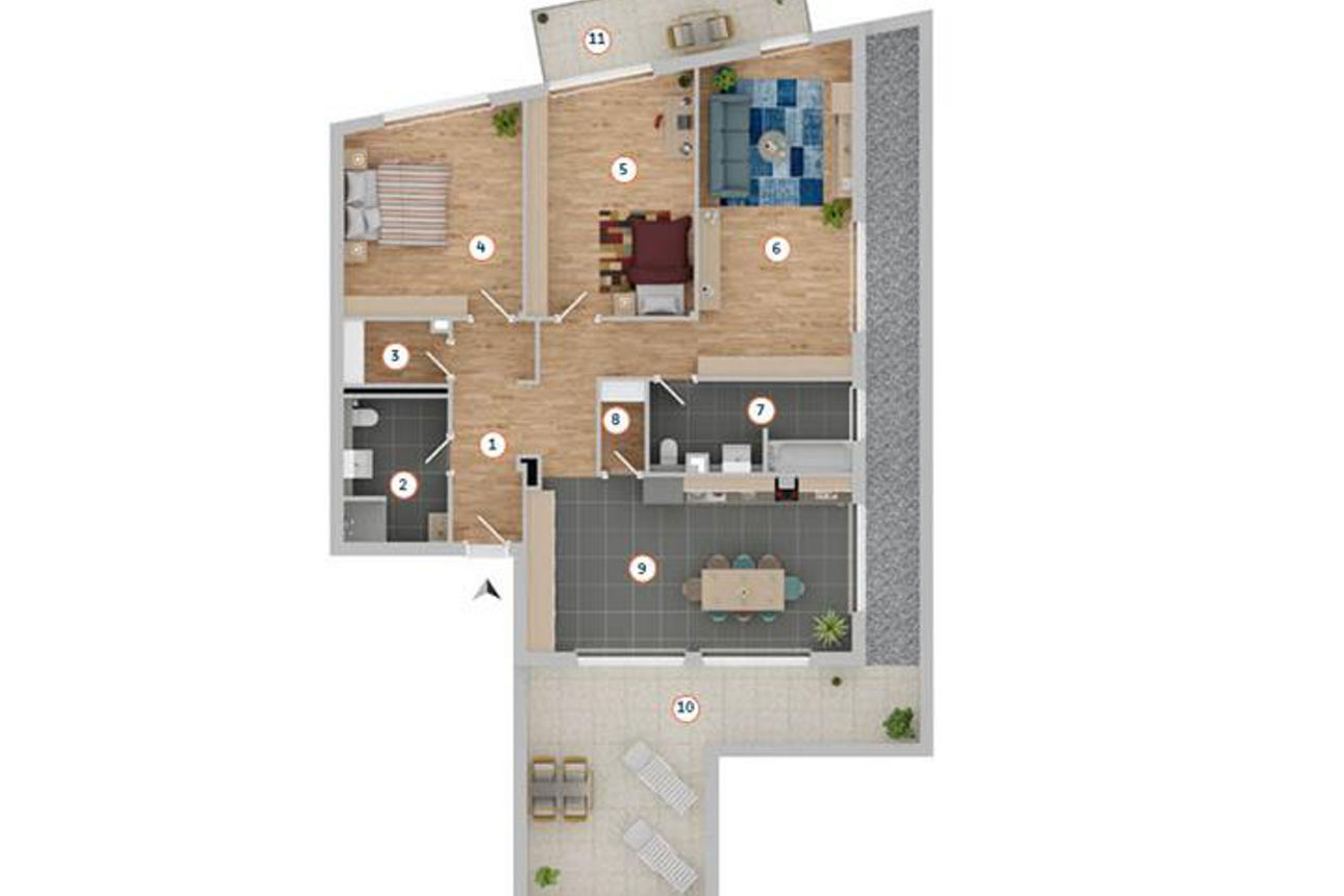 Grundrieß einer Etagenwohnung