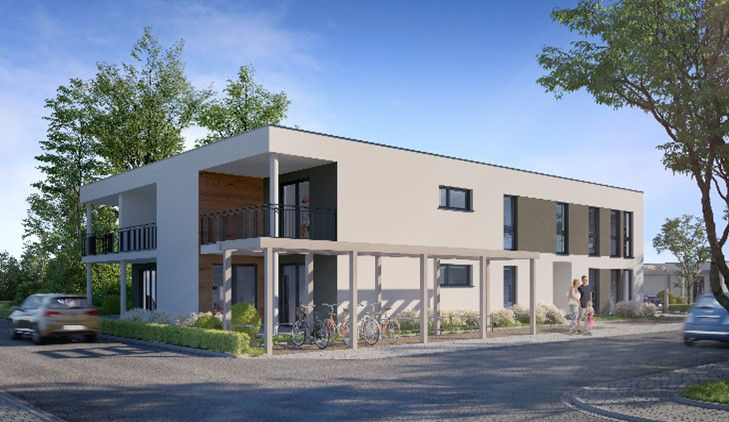 Ansicht Neubauwohnungen Außenansicht gezeichnet