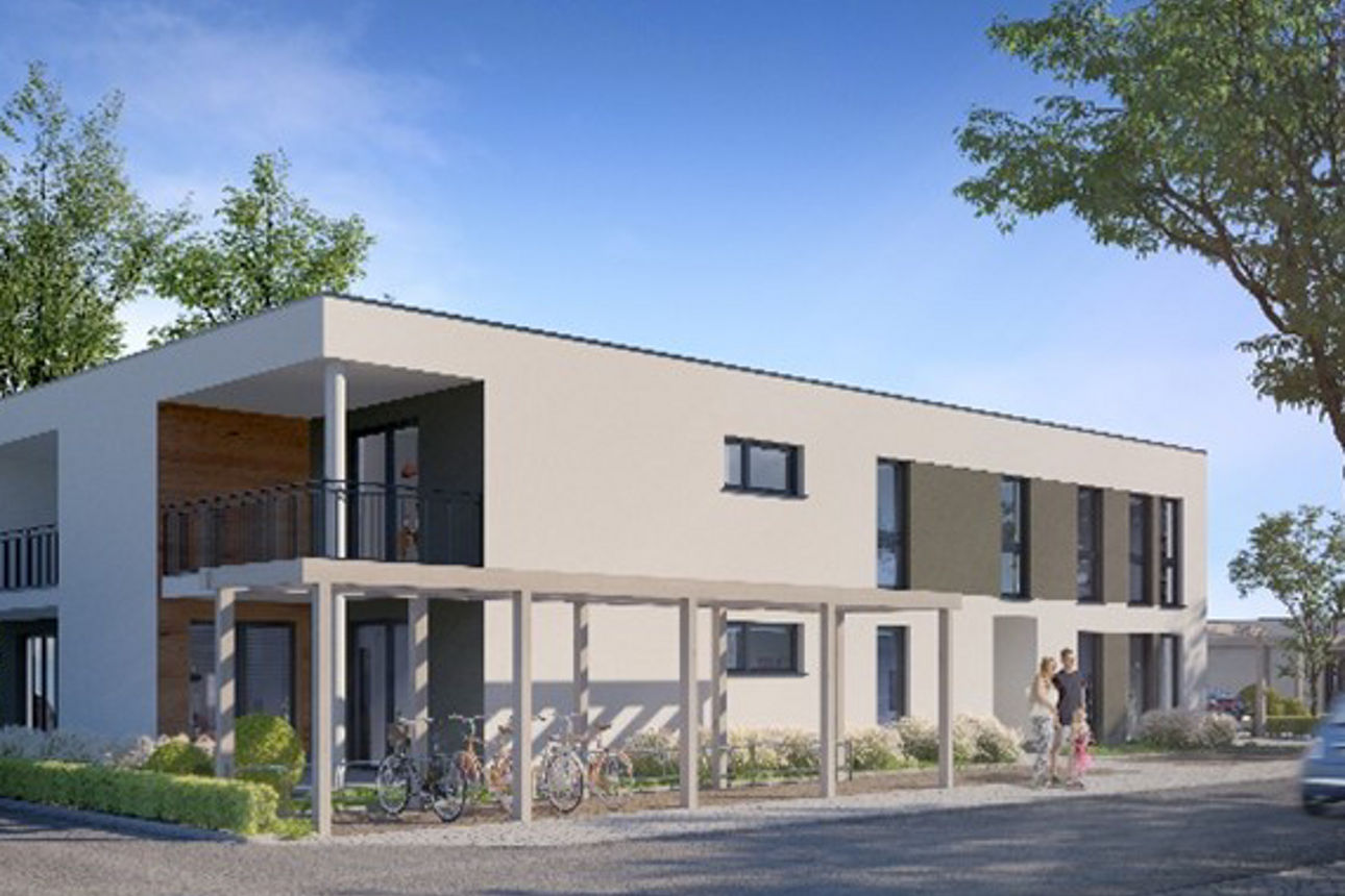 Ansicht Neubauwohnungen Außenansicht gezeichnet
